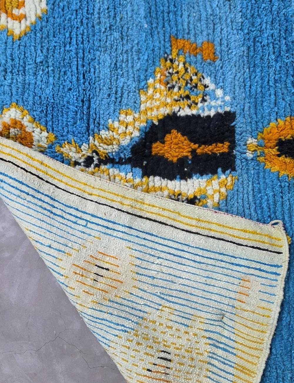 Blue Handwoven Berber Wool Rug 8.9 x 7.2 ft / 270 x 220 cm