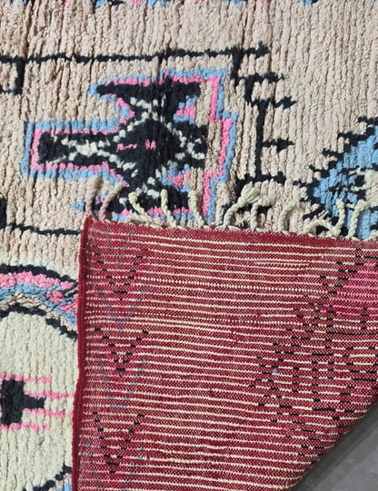 Neutral Handwoven Berber Wool Rug 9.8 x 6.1 ft / 298 x 186 cm