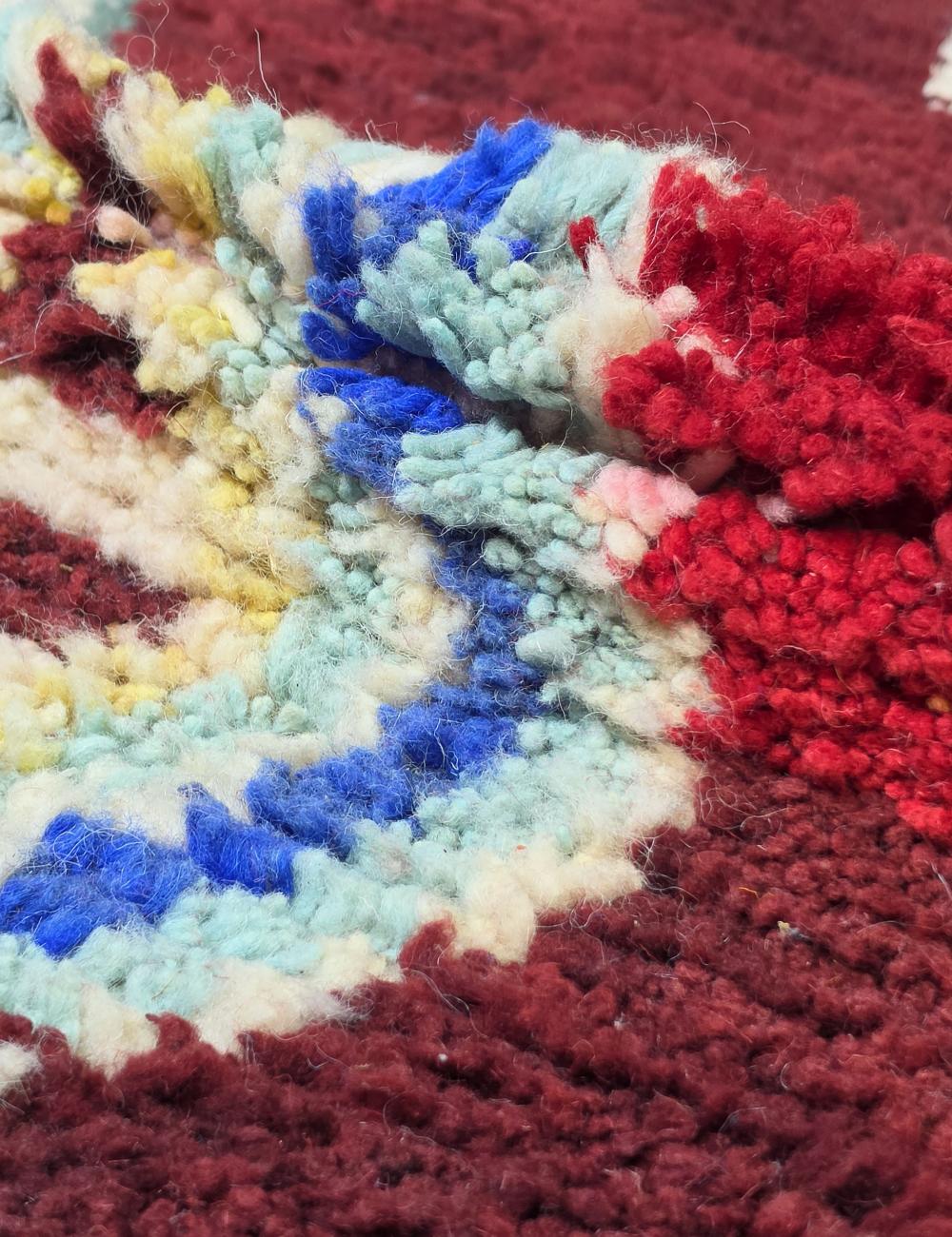 Red Handwoven Berber Wool Rug 8.5 x 5.9 ft / 260 x 181 cm