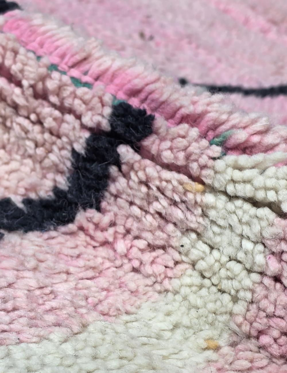 Pink Handwoven Berber Wool Rug 9.5 x 6.5 ft / 290 x 200 cm