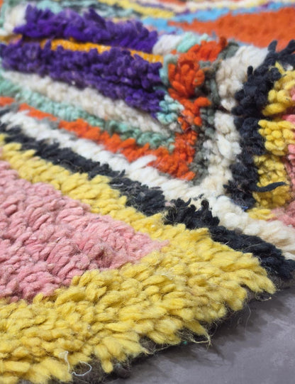 Moroccan Color-Block Patchwork Design Rug 9.4 x 5.9 ft / 285 x 180 cm
