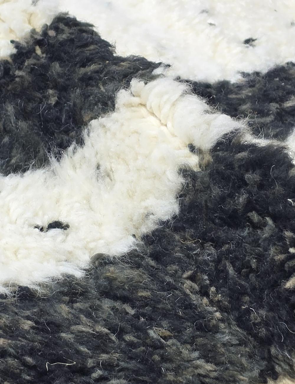 Black and Ivory Moroccan Rug 9.3 x 7.2 ft / 284 x 222 cm