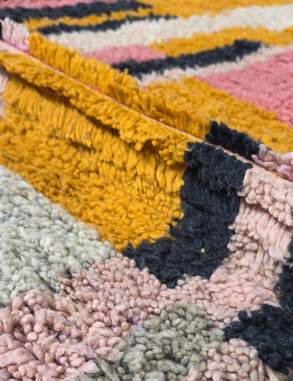 Striped Handwoven Berber Wool Rug 9.9 x 6.5 ft / 303 x 200 cm