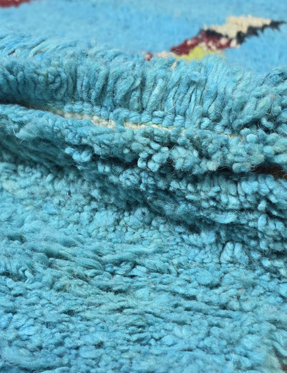 Turquoise Handwoven Berber Wool Rug 9 x 6.1 ft / 273 x 187 cm