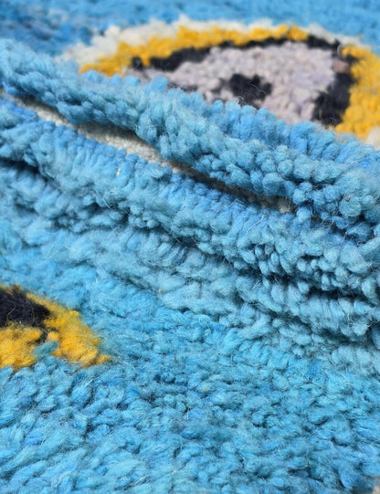 Blue Handwoven Berber Wool Rug 8.9 x 7.2 ft / 270 x 220 cm