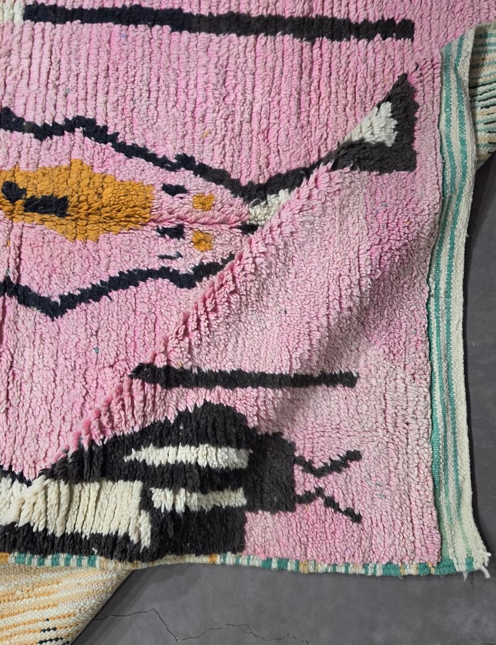 Pink Handwoven Berber Wool Rug 9.5 x 6.5 ft / 290 x 200 cm