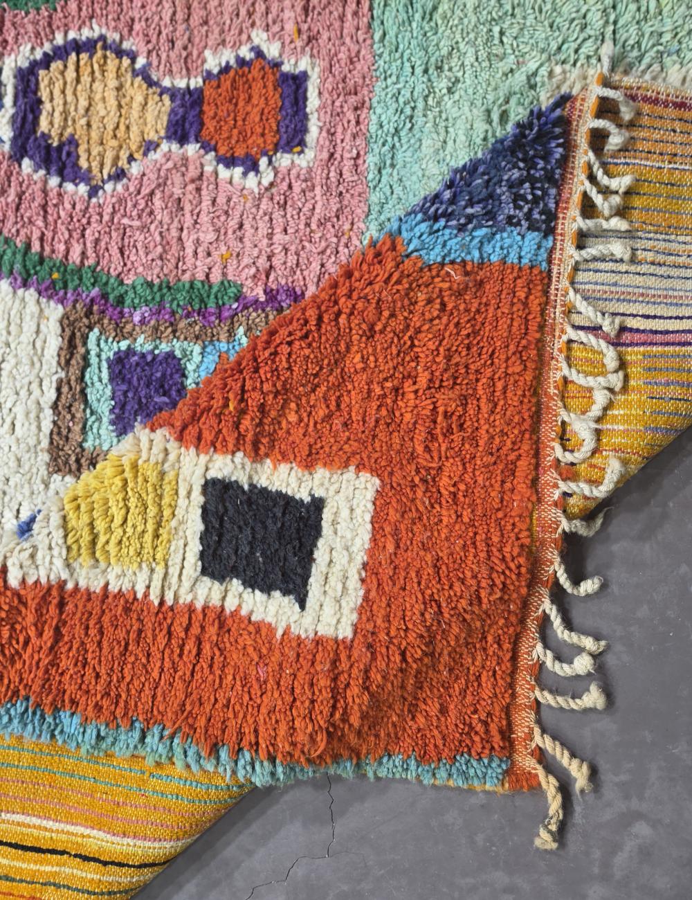 Moroccan Color-Block Patchwork Design Rug 9.4 x 5.9 ft / 285 x 180 cm