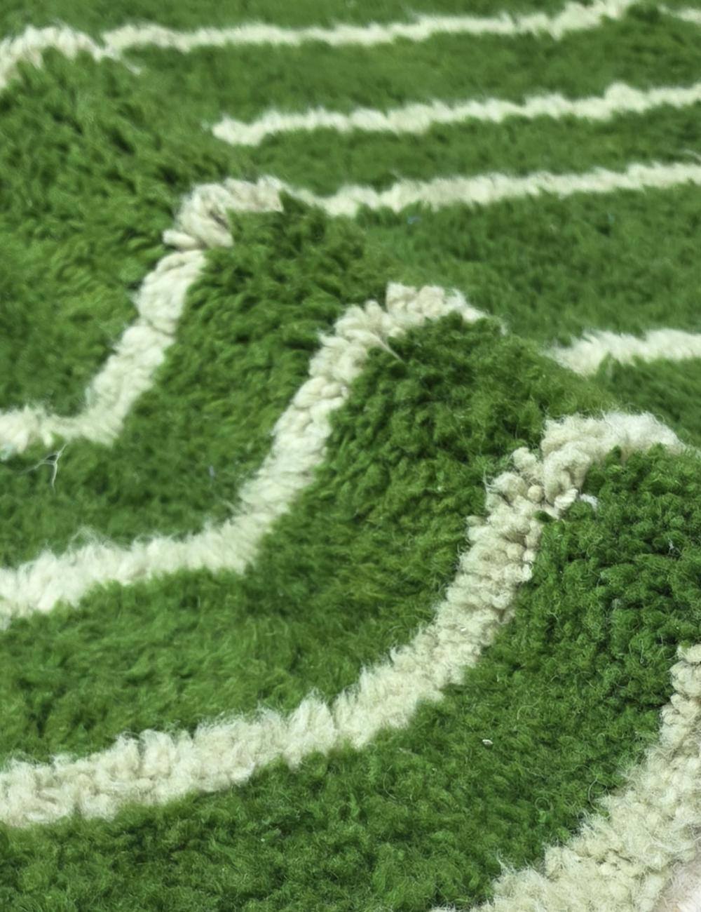 Green Moroccan Rug Handmade Striped Rug 10 x 8.4 ft / 304 x 258 cm