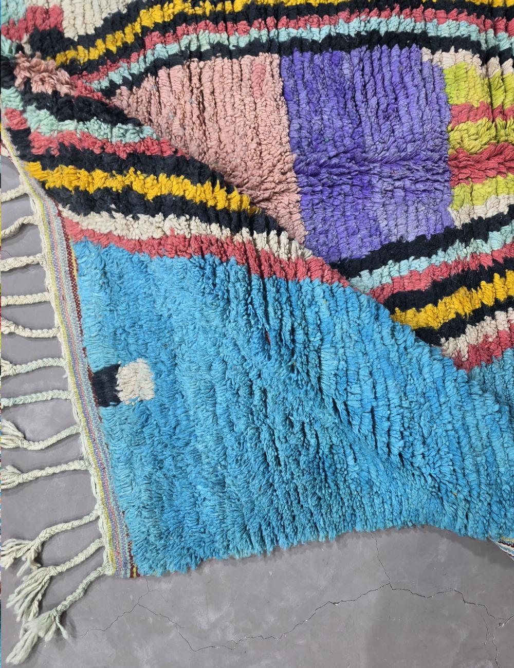 Turquoise Handwoven Berber Wool Rug 9 x 6.1 ft / 273 x 187 cm