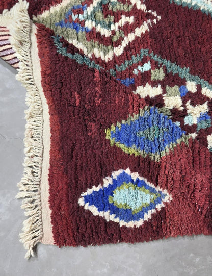 Red Handwoven Berber Wool Rug 8.5 x 5.9 ft / 260 x 181 cm