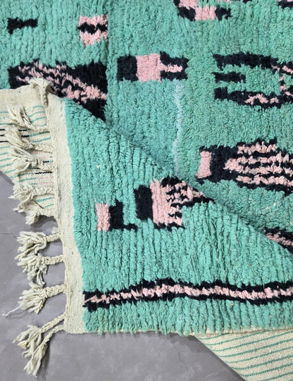 Mint Teal Moroccan Rug 9.2 x 6.1 ft / 280 x 187 cm