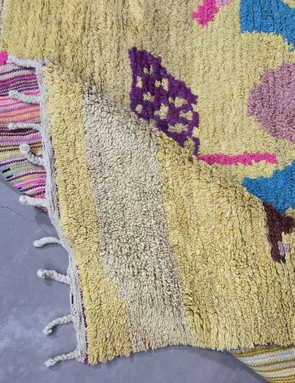 Yellow Floral Handwoven Berber Wool Rug 10 x 6.7 ft / 306 x 206 cm