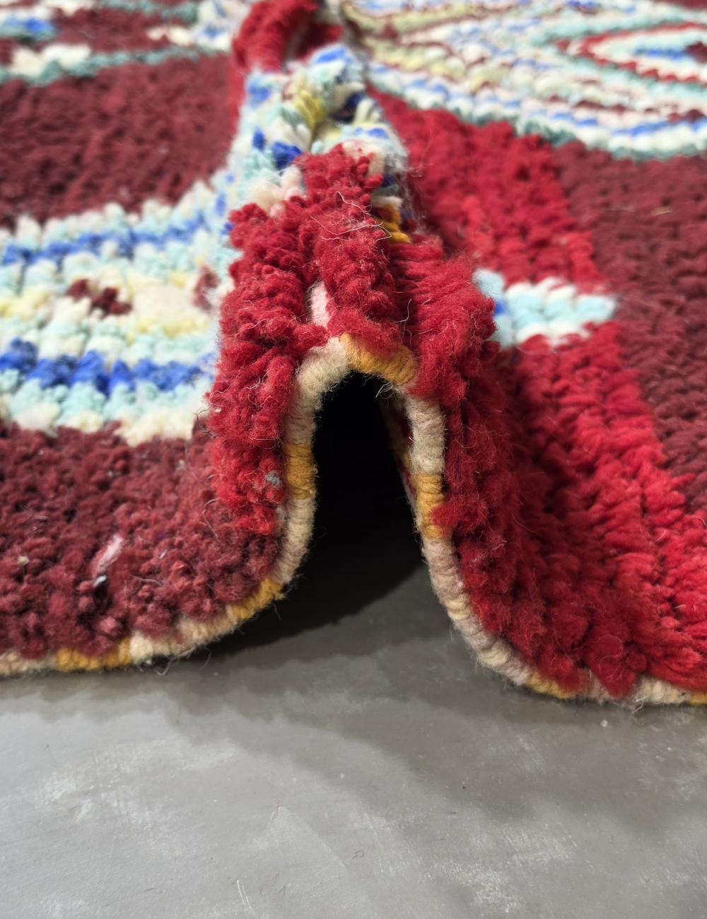 Red Handwoven Berber Wool Rug 8.5 x 5.9 ft / 260 x 181 cm