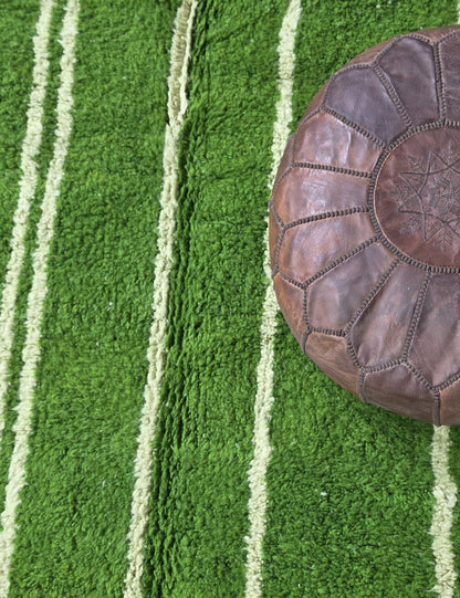 Green Moroccan Rug Handmade Striped Rug 10 x 8.4 ft / 304 x 258 cm