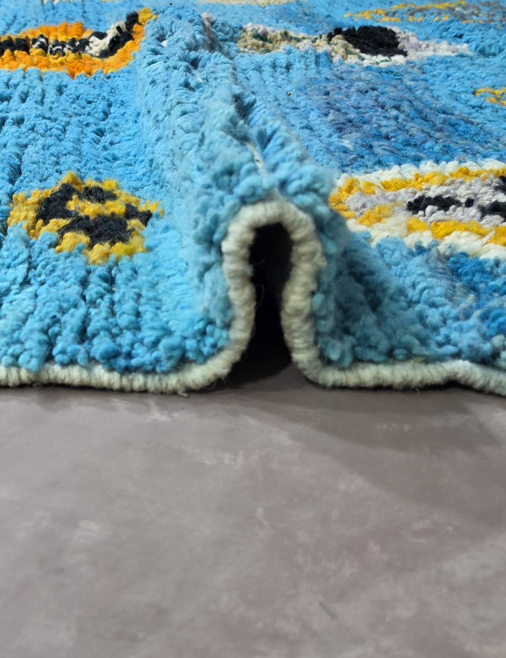 Blue Handwoven Berber Wool Rug 8.9 x 7.2 ft / 270 x 220 cm