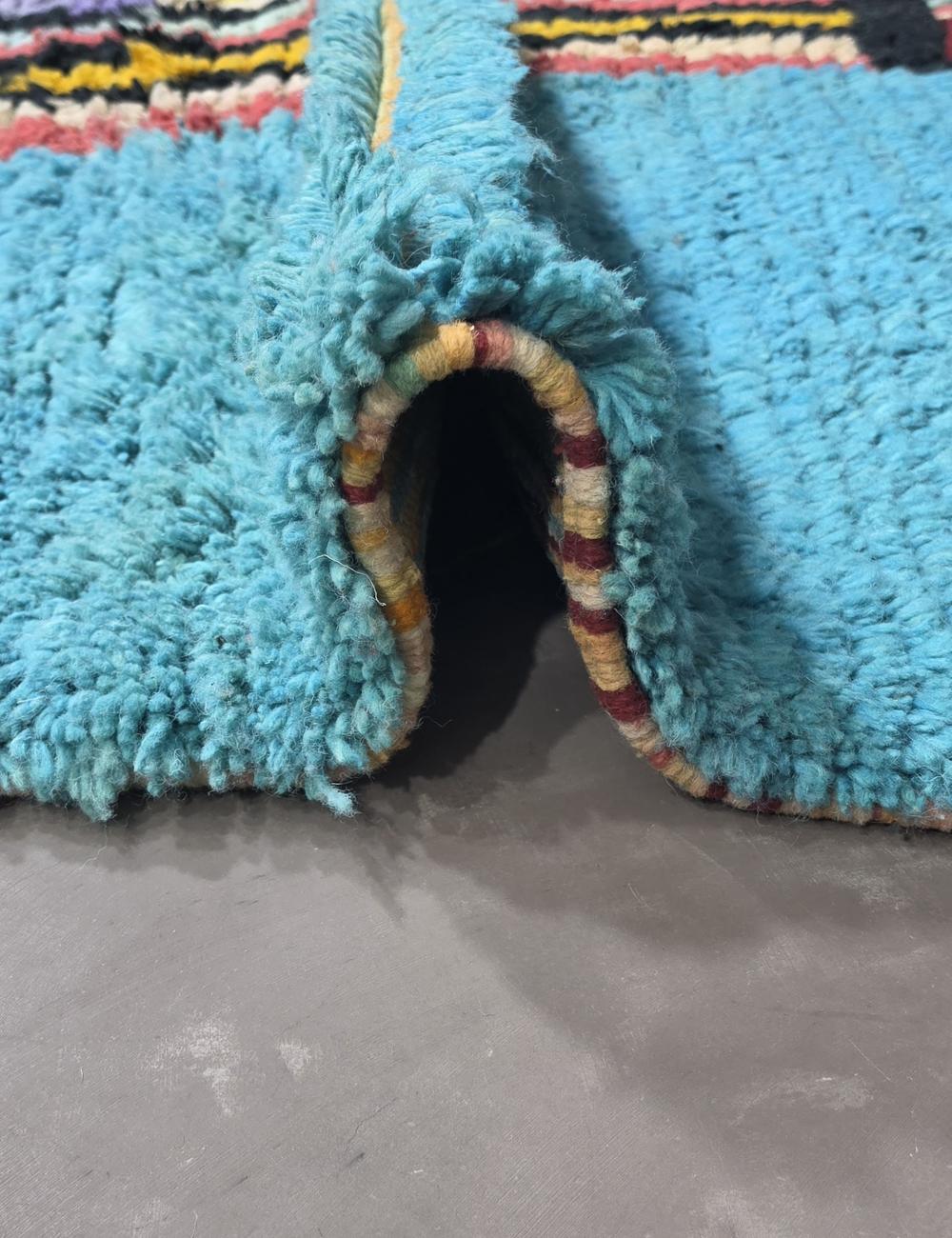 Turquoise Handwoven Berber Wool Rug 9 x 6.1 ft / 273 x 187 cm