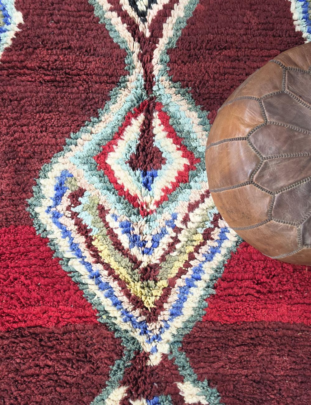 Red Handwoven Berber Wool Rug 8.5 x 5.9 ft / 260 x 181 cm