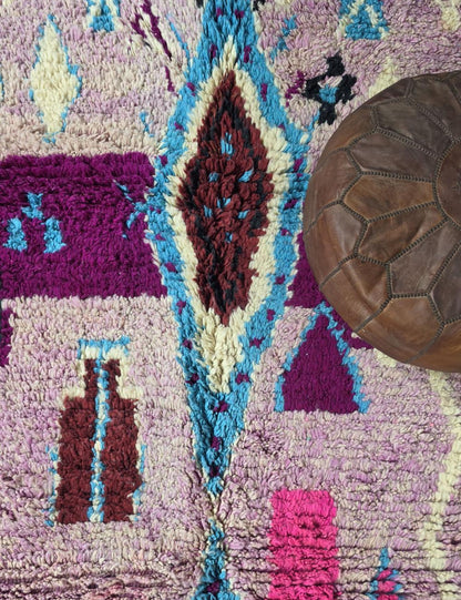 Mauve Handwoven Berber Wool Rug 9.7 x 5.6 ft / 296 x 172 cm