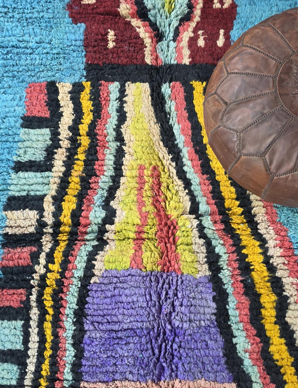 Turquoise Handwoven Berber Wool Rug 9 x 6.1 ft / 273 x 187 cm