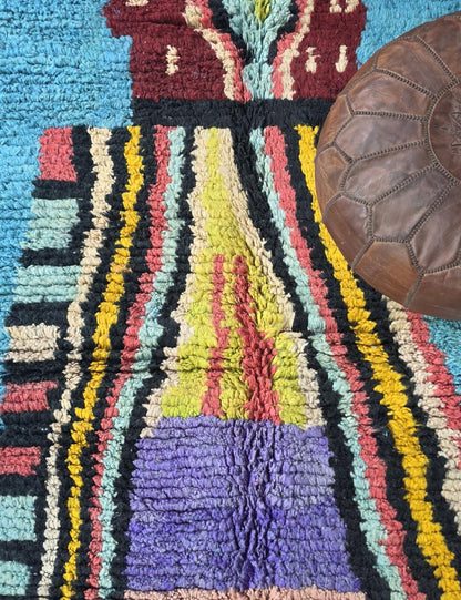Turquoise Handwoven Berber Wool Rug 9 x 6.1 ft / 273 x 187 cm