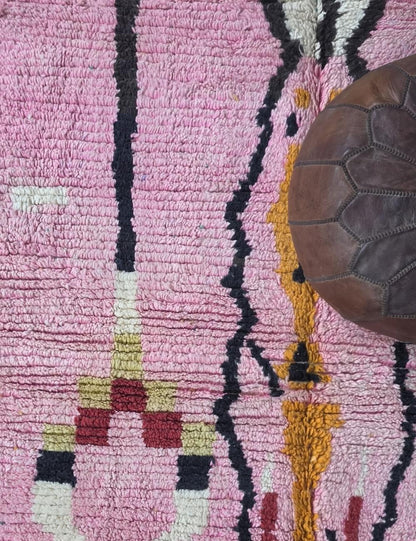 Pink Handwoven Berber Wool Rug 9.5 x 6.5 ft / 290 x 200 cm