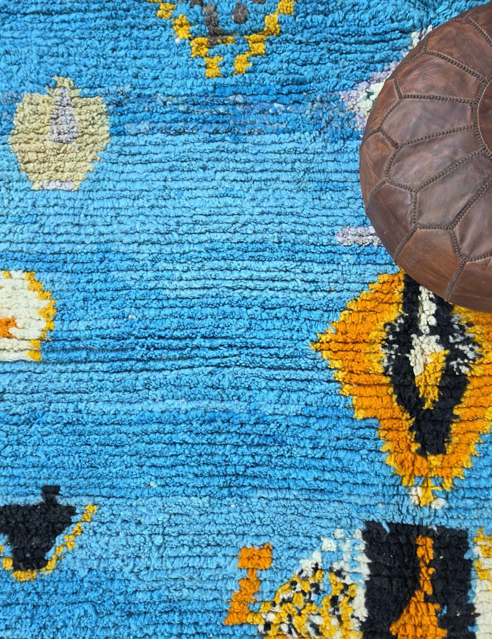 Blue Handwoven Berber Wool Rug 8.9 x 7.2 ft / 270 x 220 cm
