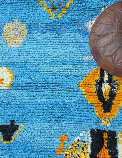 Blue Handwoven Berber Wool Rug 8.9 x 7.2 ft / 270 x 220 cm