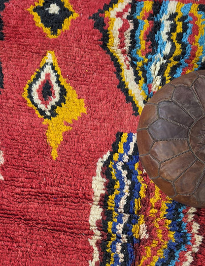 Berber Wool Rug with Tribal Flame Motifs 9.5 x 6.5 ft / 290 x 198 cm