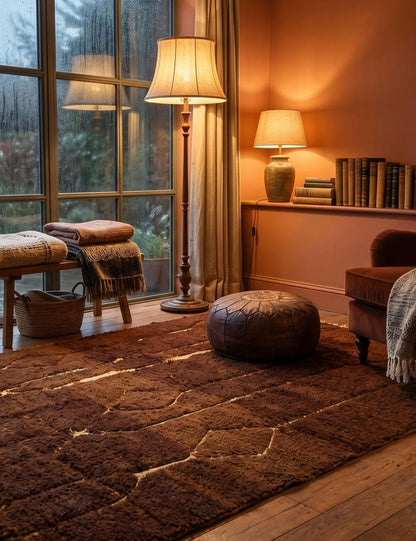 Brown Moroccan Rug 9.5 x 8.2 ft / 290 x 250 cm