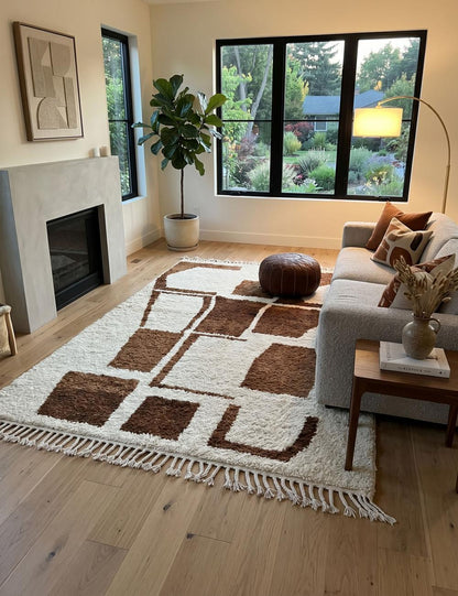 Brown Moroccan Handmade Rug 9.9 x 8.3 ft / 303 x 255 cm