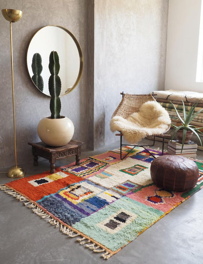 Moroccan Color-Block Patchwork Design Rug 9.4 x 5.9 ft / 285 x 180 cm