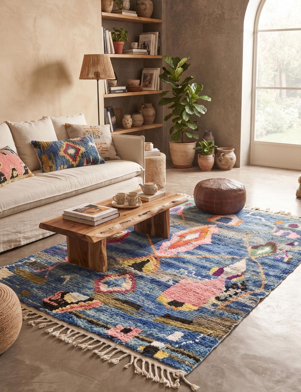 Handwoven Berber Wool Rug 8.5 x 6.7 ft / 260 x 205 cm