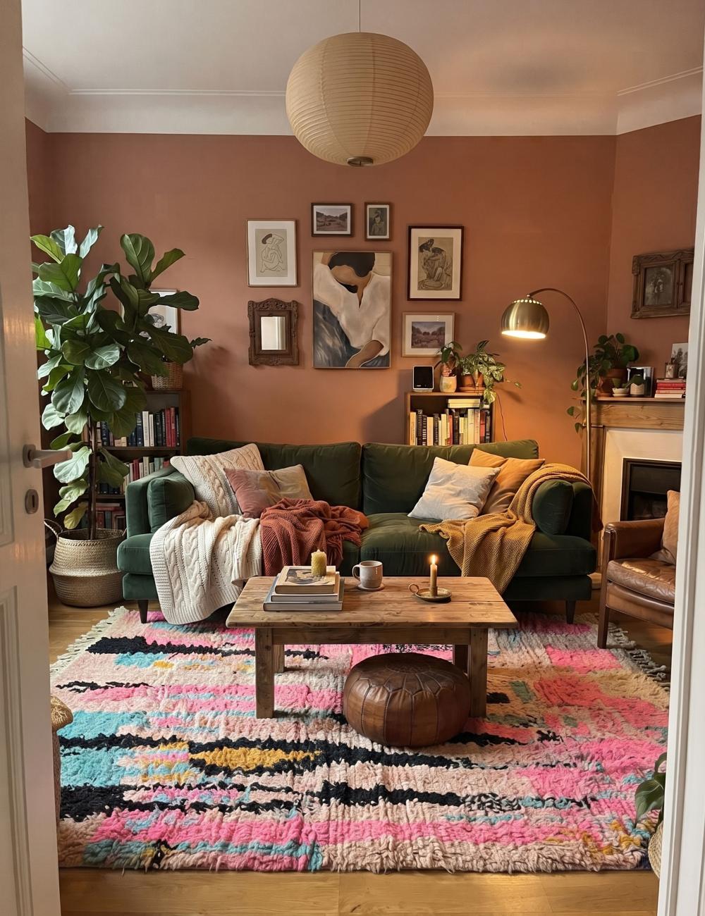 Bold Abstract Berber Wool Rug 9.9 x 6.8 ft / 303 x 210 cm