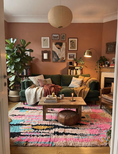 Bold Abstract Berber Wool Rug 9.9 x 6.8 ft / 303 x 210 cm