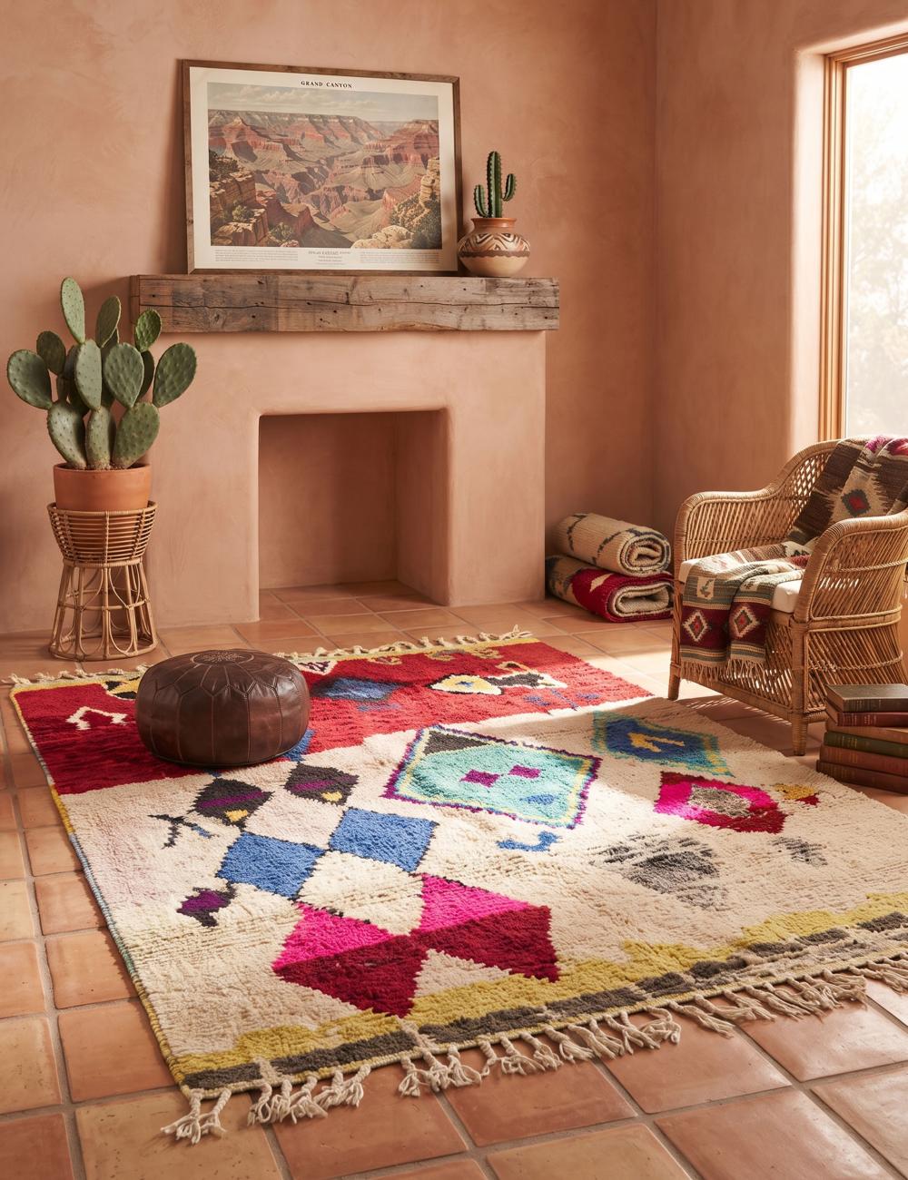 Handwoven Berber Wool Rug 9 x 6.8 ft / 274 x 210 cm