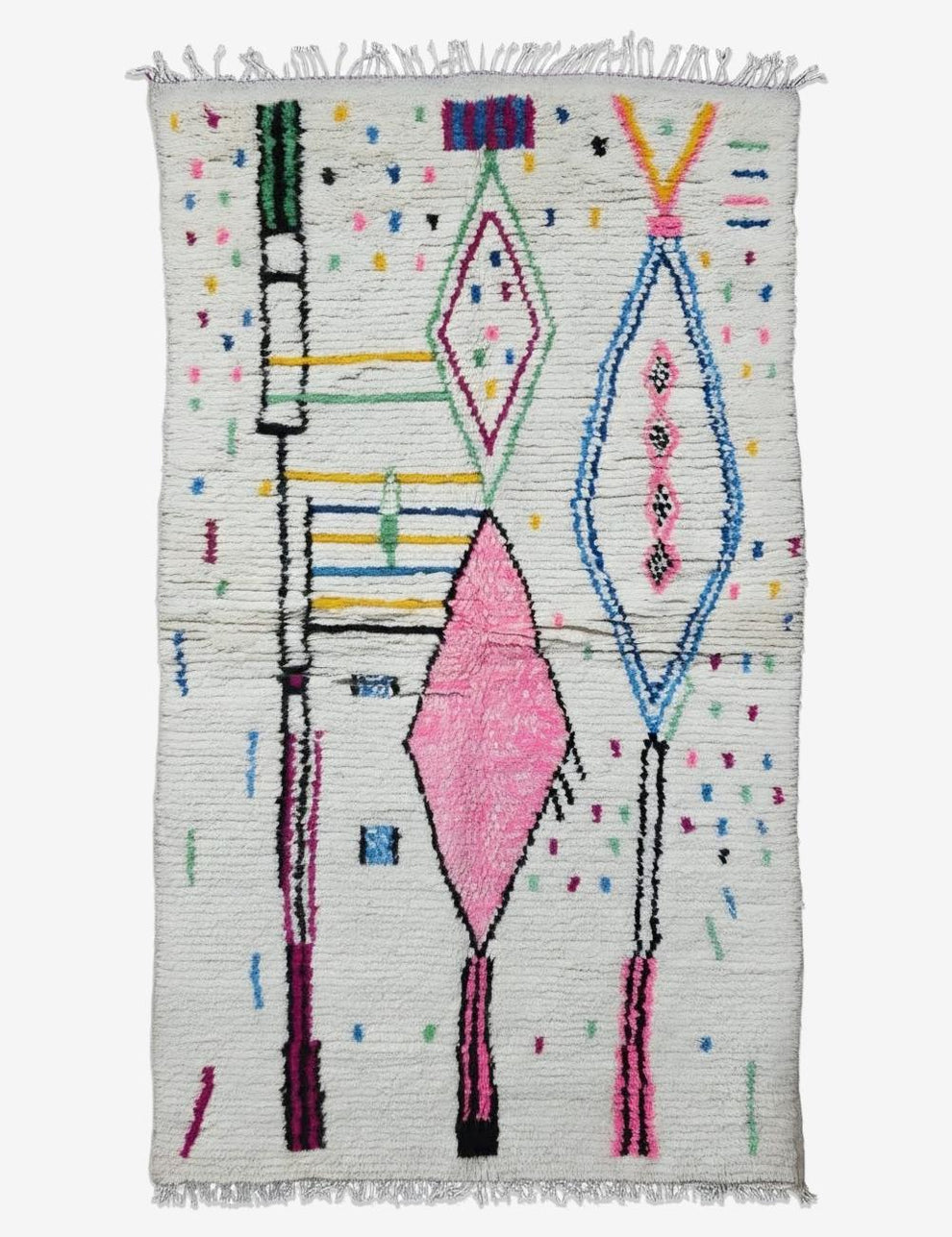 Playful Pink Azilal Rug – Handmade Moroccan Wool Carpet – Surcoma