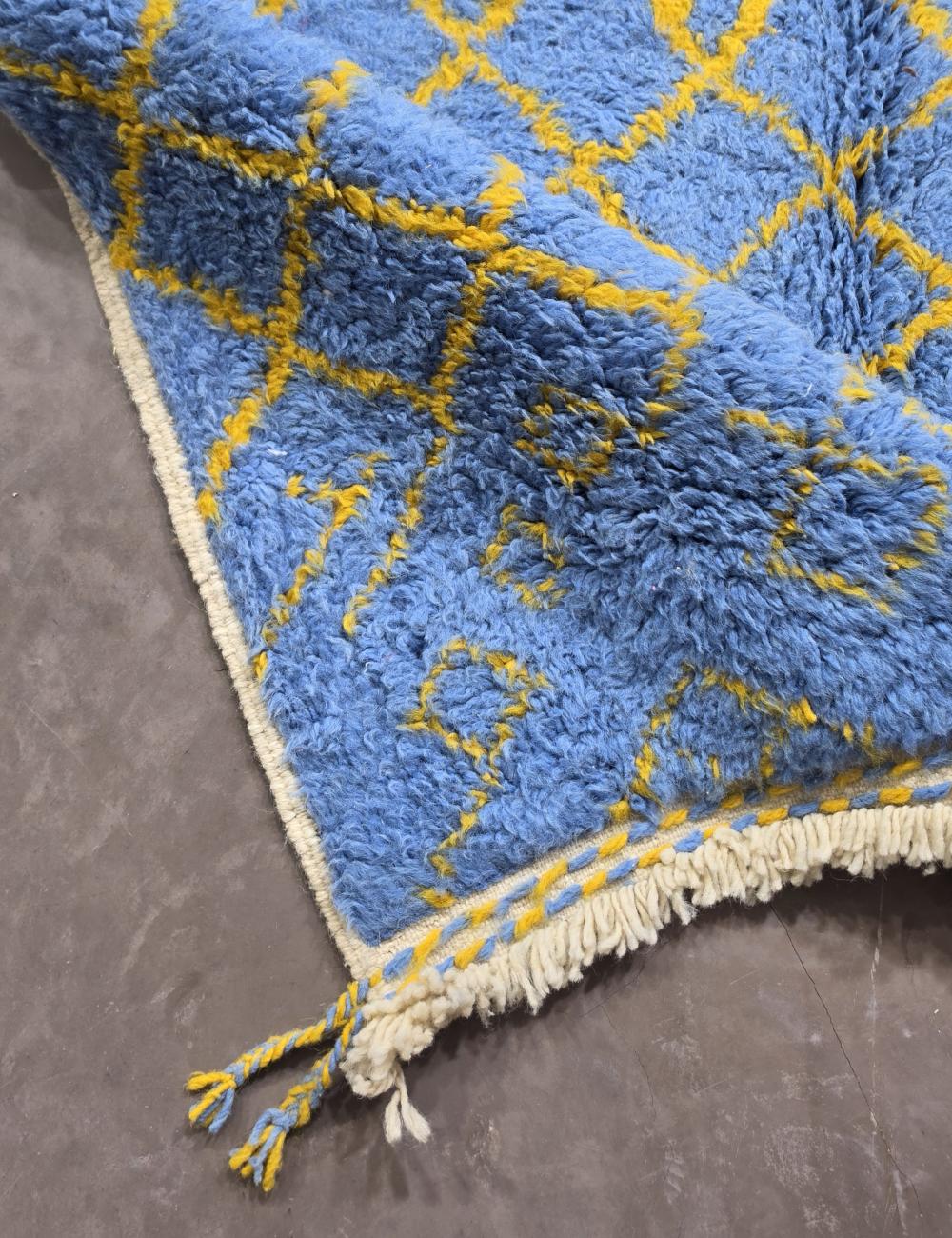 Handmade Blue Moroccan Rug 8.1 x 4.8 ft / 248 x 147 cm