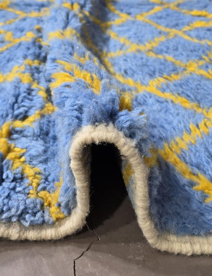 Handmade Blue Moroccan Rug 8.1 x 4.8 ft / 248 x 147 cm