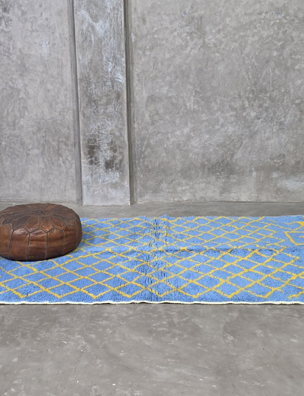 Handmade Blue Moroccan Rug 8.1 x 4.8 ft / 248 x 147 cm
