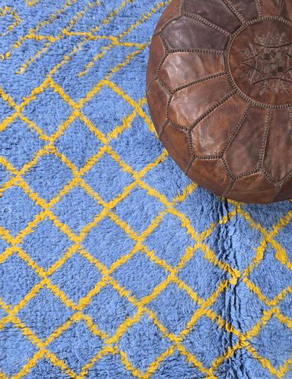 Handmade Blue Moroccan Rug 8.1 x 4.8 ft / 248 x 147 cm