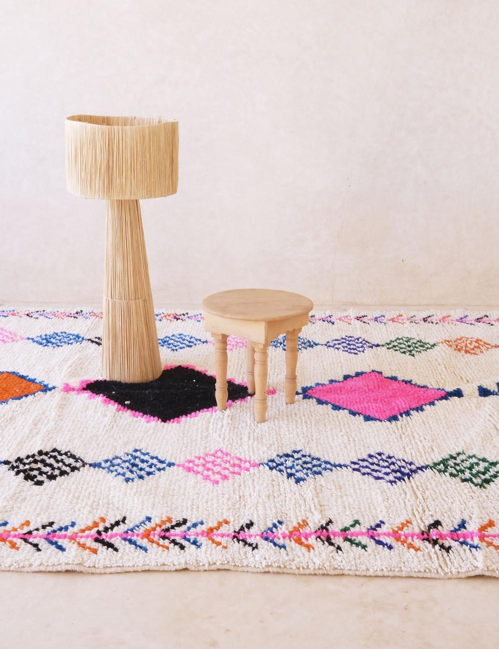 Moroccan Azilal Cream and Pink Rug 9.2 x 7 ft / 280 x 216 cm