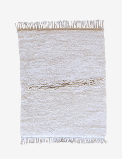 Beni Mrirt Small Moroccan Solid Shag Wool Rug 5 x 3.8 ft / 153 x 118 cm - Surcoma