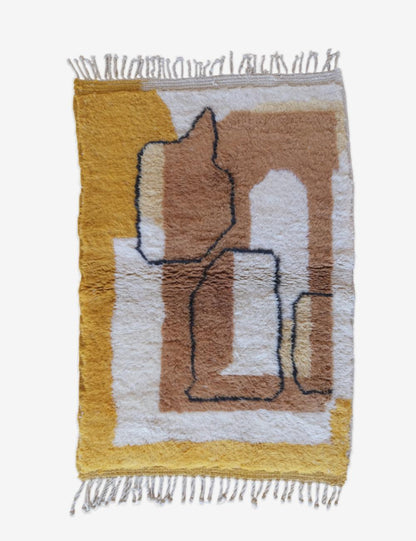 Beni Mrirt Moroccan Small Abstract Shag Rug 5.1 x 3.3 ft / 154 x 103 cm - Surcoma