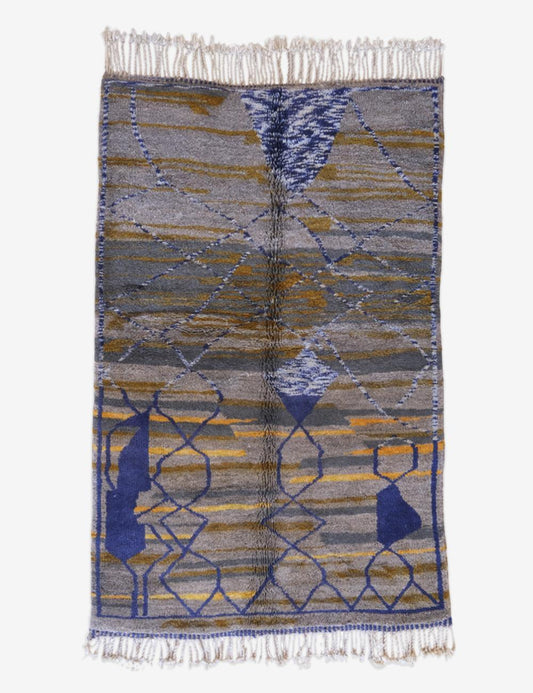 Moroccan Abstract Beni MRirt Wool Rug 8.4 x 5.2 ft / 257 x 160 cm - Surcoma