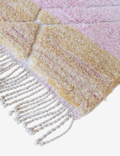 Beni Mrirt Moroccan Soft Pink Shag Wool Rug 5.1 x 3.7 ft / 155 x 114 cm - Surcoma