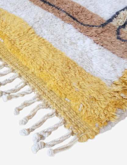 Beni Mrirt Moroccan Small Abstract Shag Rug 5.1 x 3.3 ft / 154 x 103 cm - Surcoma