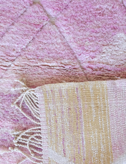Beni Mrirt Moroccan Soft Pink Shag Wool Rug 5.1 x 3.7 ft / 155 x 114 cm - Surcoma