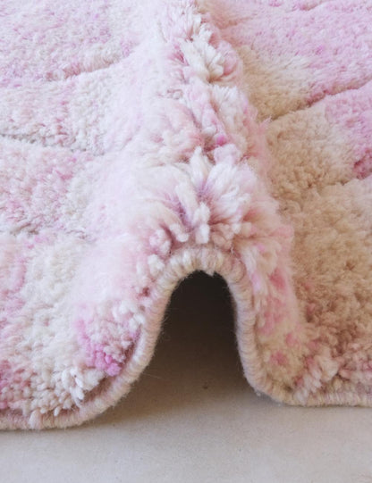 Beni Mrirt Moroccan Soft Pink Shag Wool Rug 5.1 x 3.7 ft / 155 x 114 cm - Surcoma