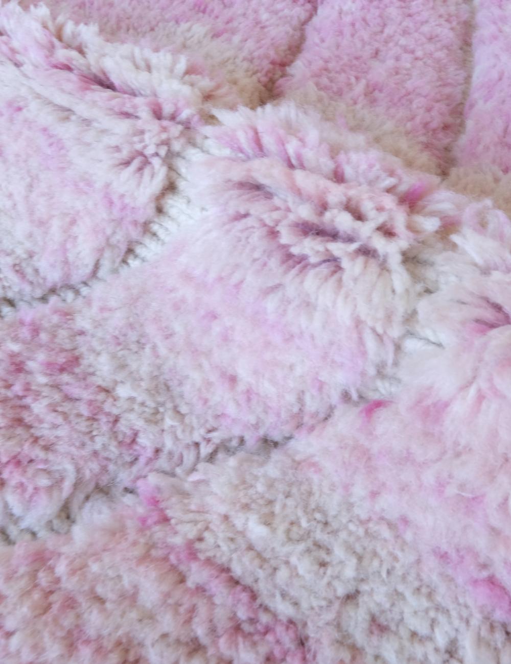 Moroccan Soft Pink Shag Wool Rug 5.1 x 3.7 ft / 155 x 114 cm