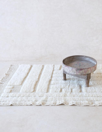 Beni Mrirt White Moroccan Wool Rug5.4 x 3.4 ft / 166 x 104 cm - Surcoma